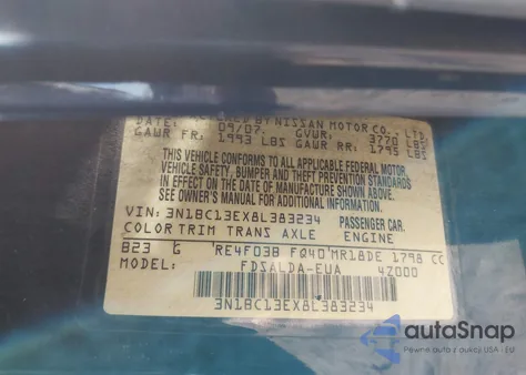 2008 Nissan Versa 1.8S из США, поврежденный, VIN 3N1BC13EX8L383234